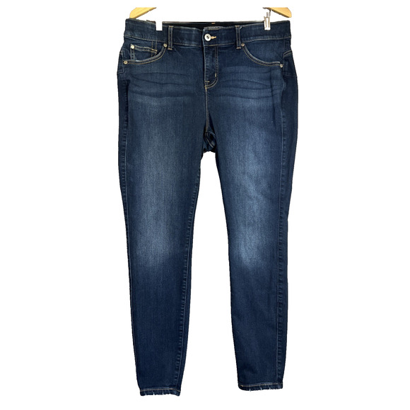 Torrid Jeans Women 16R Dark Blue Bombshell Skinny Distress Stretch Denim 28"Leg - Picture 1 of 12